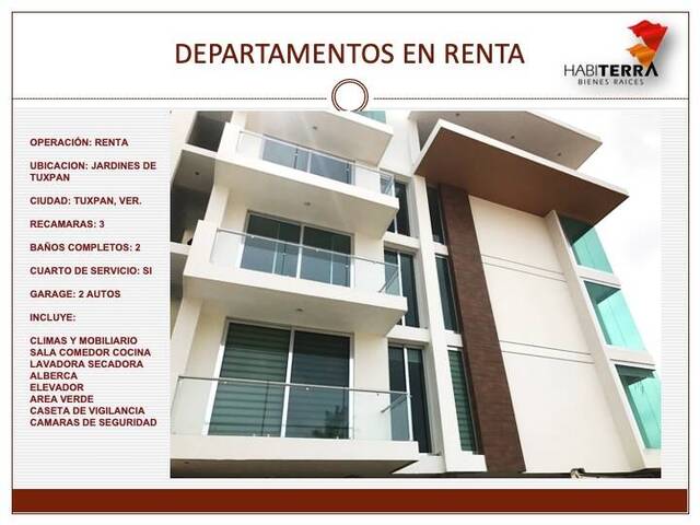 #DR-3199 - Departamento para Renta en Túxpam - VZ - 2